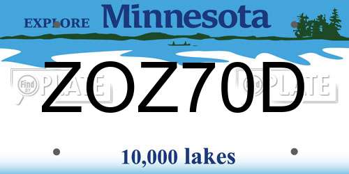 ZOZ70D Minnesota License Plate