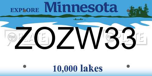 ZOZW33 Minnesota License Plate