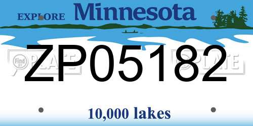 ZP05182 Minnesota License Plate