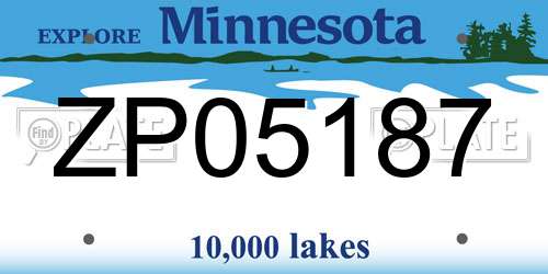 ZP05187 Minnesota License Plate