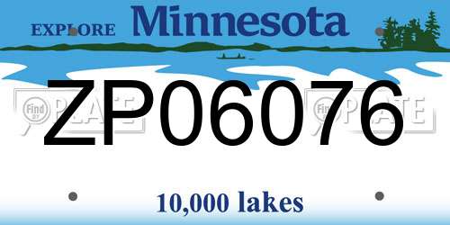 ZP06076 Minnesota License Plate