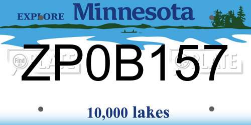 ZP0B157 Minnesota License Plate