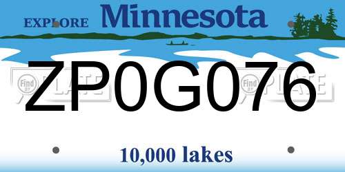 ZP0G076 Minnesota License Plate