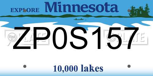 ZP0S157 Minnesota License Plate