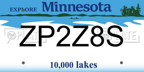 ZP2Z8S Minnesota License Plate
