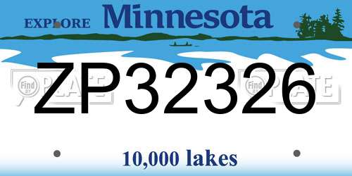 ZP32326 Minnesota License Plate