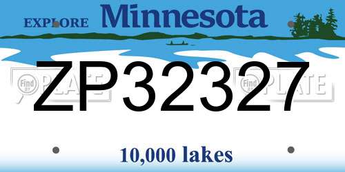ZP32327 Minnesota License Plate