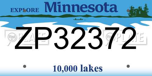 ZP32372 Minnesota License Plate