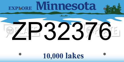 ZP32376 Minnesota License Plate