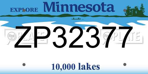 ZP32377 Minnesota License Plate
