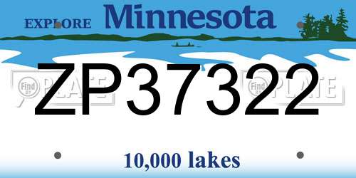 ZP37322 Minnesota License Plate