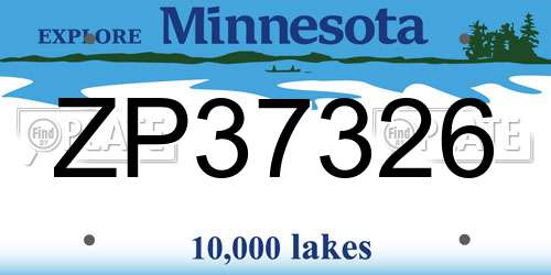 ZP37326 Minnesota License Plate