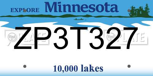ZP3T327 Minnesota License Plate