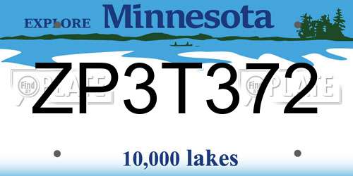 ZP3T372 Minnesota License Plate