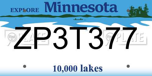 ZP3T377 Minnesota License Plate