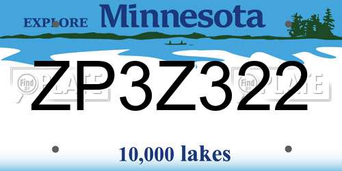 ZP3Z322 Minnesota License Plate