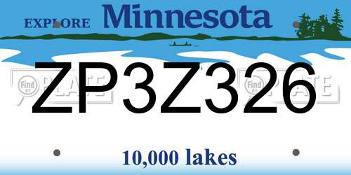 ZP3Z326 Minnesota License Plate
