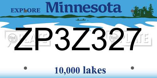 ZP3Z327 Minnesota License Plate