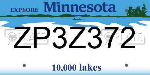 ZP3Z372 Minnesota License Plate