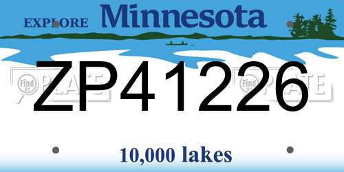 ZP41226 Minnesota License Plate