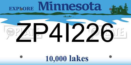 ZP4I226 Minnesota License Plate