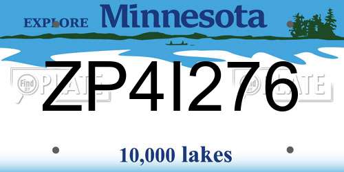 ZP4I276 Minnesota License Plate