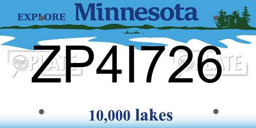 ZP4I726 Minnesota License Plate