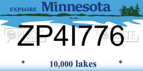ZP4I776 Minnesota License Plate