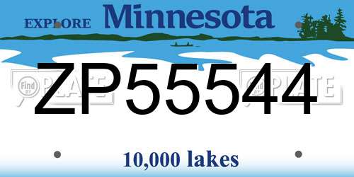 ZP55544 Minnesota License Plate