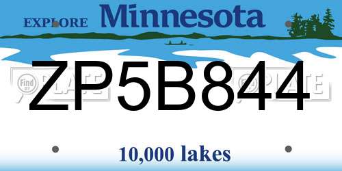 ZP5B844 Minnesota License Plate