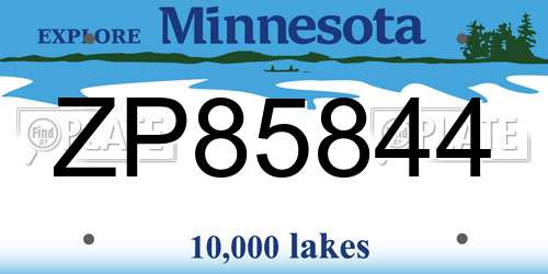 ZP85844 Minnesota License Plate