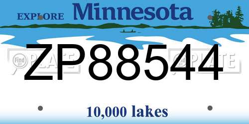 ZP88544 Minnesota License Plate