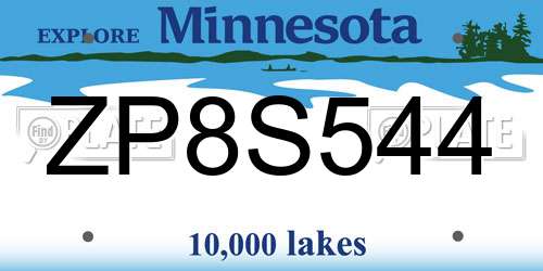 ZP8S544 Minnesota License Plate