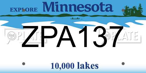 ZPA137 Minnesota License Plate