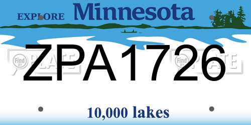 ZPA1726 Minnesota License Plate