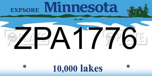 ZPA1776 Minnesota License Plate