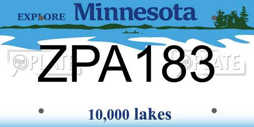 ZPA183 Minnesota License Plate