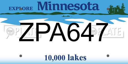ZPA647 Minnesota License Plate
