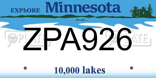 ZPA926 Minnesota License Plate