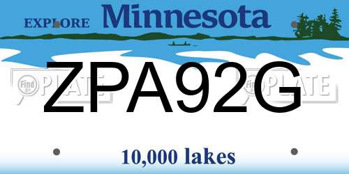 ZPA92G Minnesota License Plate