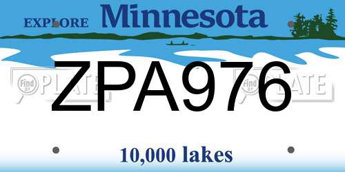 ZPA976 Minnesota License Plate