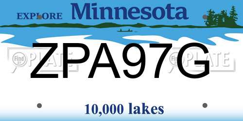 ZPA97G Minnesota License Plate