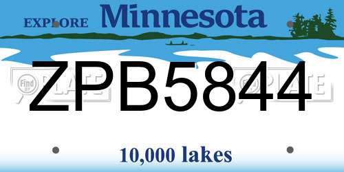 ZPB5844 Minnesota License Plate