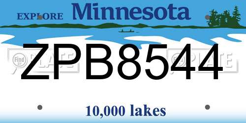 ZPB8544 Minnesota License Plate