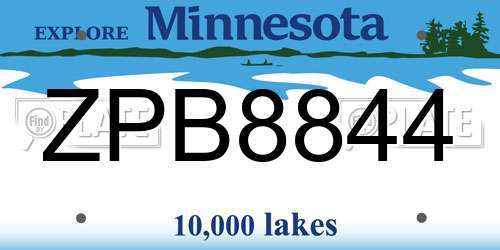 ZPB8844 Minnesota License Plate