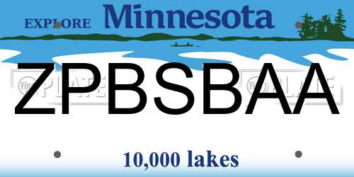 ZPBSBAA Minnesota License Plate