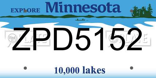ZPD5152 Minnesota License Plate