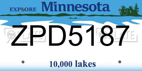 ZPD5187 Minnesota License Plate