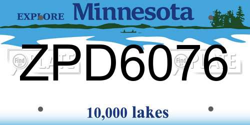 ZPD6076 Minnesota License Plate