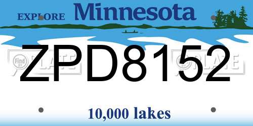 ZPD8152 Minnesota License Plate